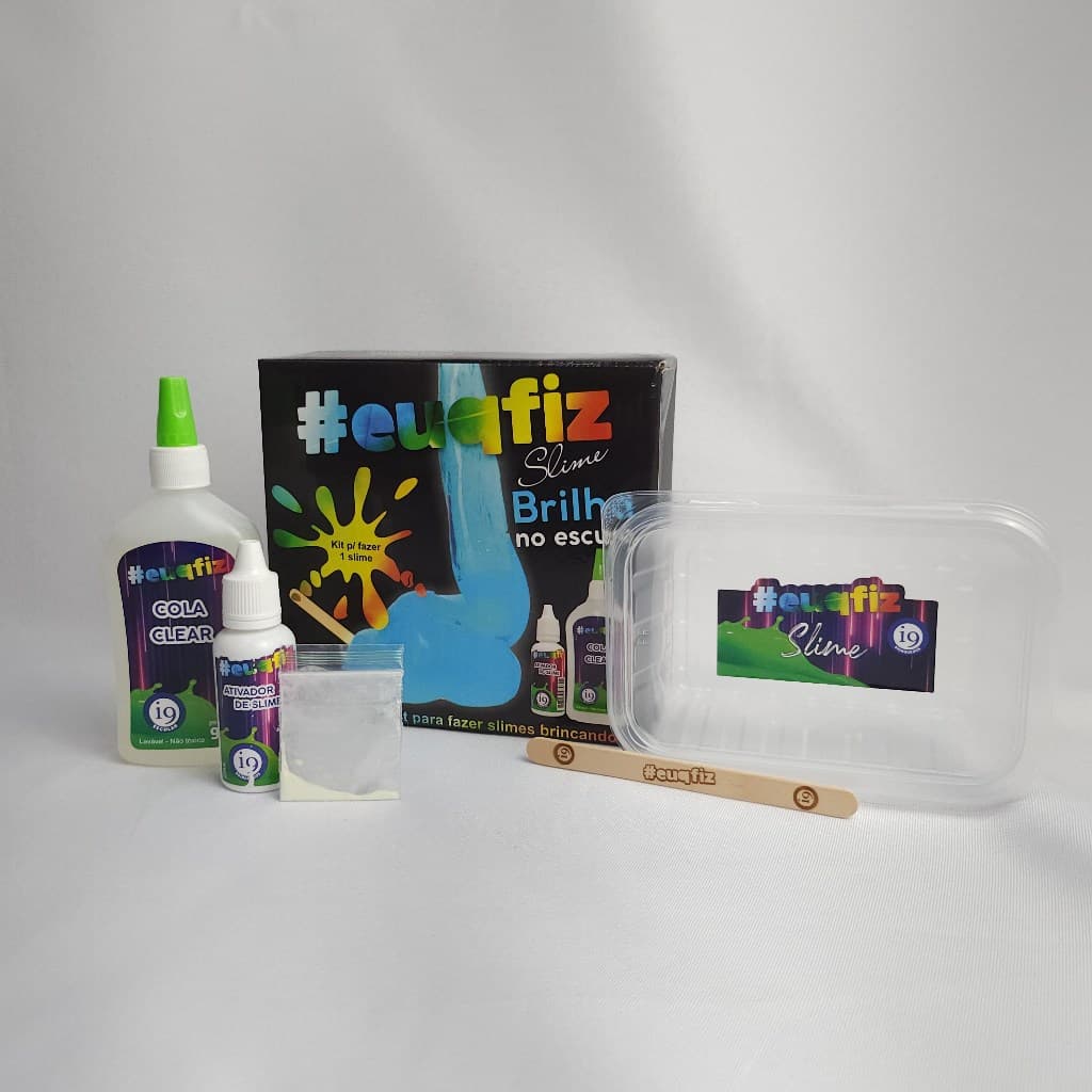 Kit Slime Brilha no Escuro #EUQFIZ - Cola Slime Glow Fluorescente para Fazer em Casa - Diversão de Dia e de Noite