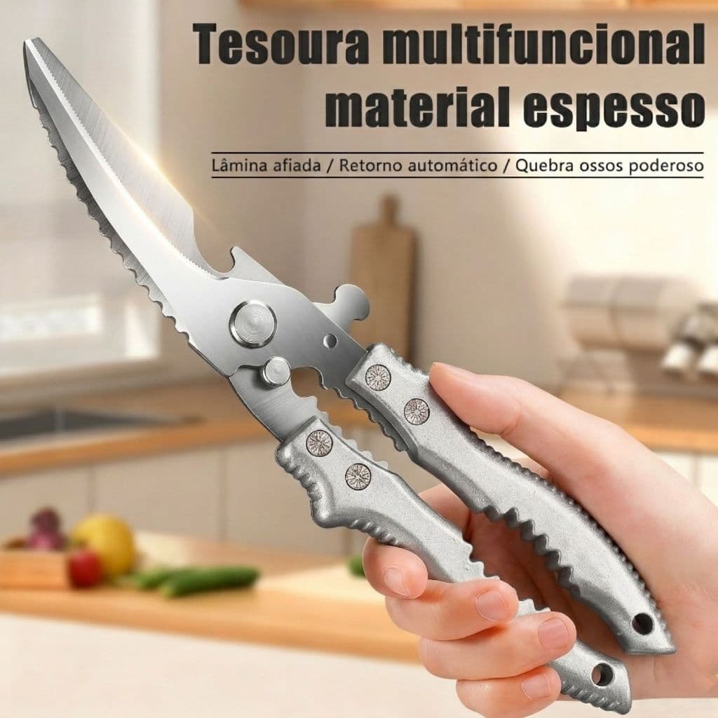 Tesoura Profissional de Cozinha Inox para Frango Legumes Carnes Aves