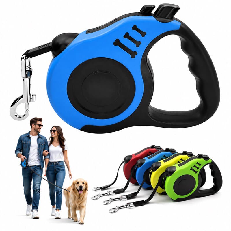 Coleira Guia Retrátil para Cachorro 3m com Trava de Segurança Automática até 10kg