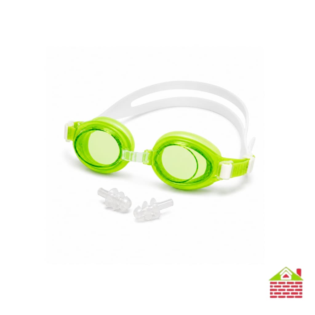 Oculos Natação Infantil Ajustavel Verde 3 a 7 anos Lente Proteção UV400 Tampao de Ouvido Brinde