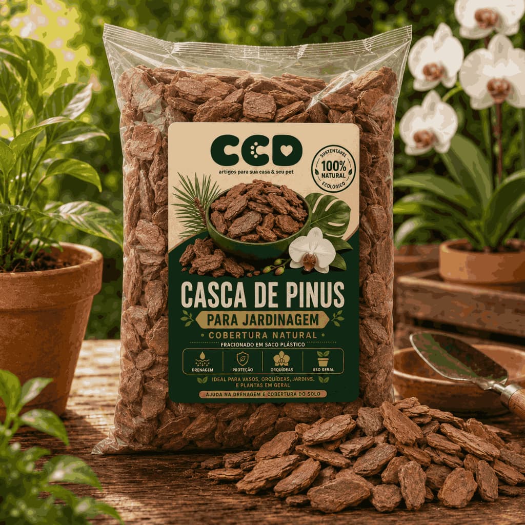 Casca de Pinus Natural Mista Jardinagem Vasos Decoração 1L A 10L