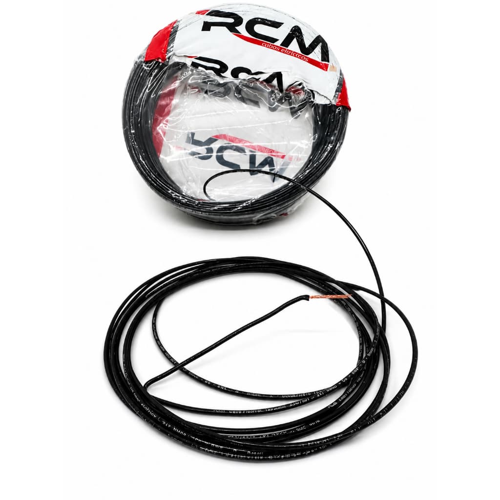 FIO PRETO FLEXIVEL DE COBRE ANTICHAMA 10 METROS CABO 0,5MM RCM 750V