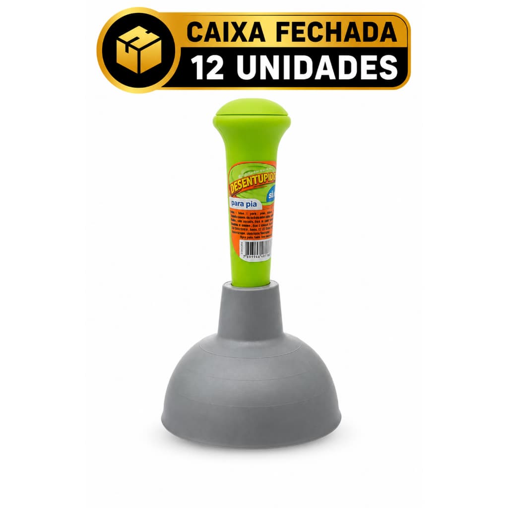 Caixa C/12 Desentupidor de Pia Alklin Borracha Termoplástica Antibactericida Alta Sucção