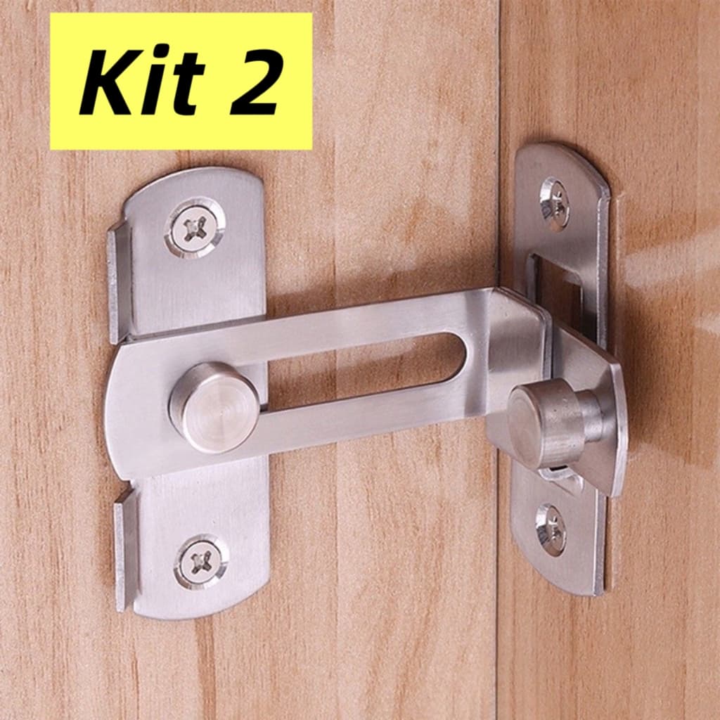 Kit 2 Fecho Trava Tranca Angular L 90° P/ Gavetas Portas Janelas Tramela Trinco