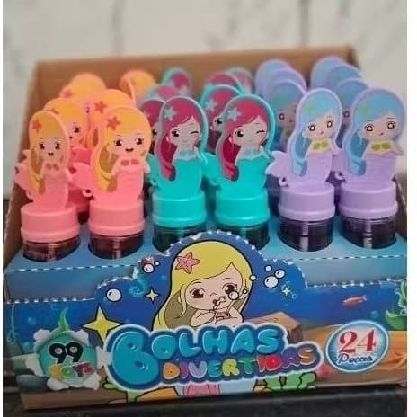 Bolhas de Sabão Tema Sereia Kits 2/4/6 – Diversão Encantadora para as Crianças/ Bolhas para sacolinha festa /