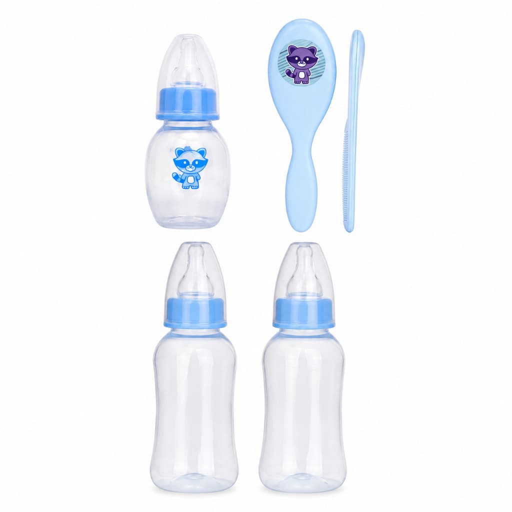 Kit Bebê Completo 5 Peças Mamadeiras Chuquinha Escova Pente