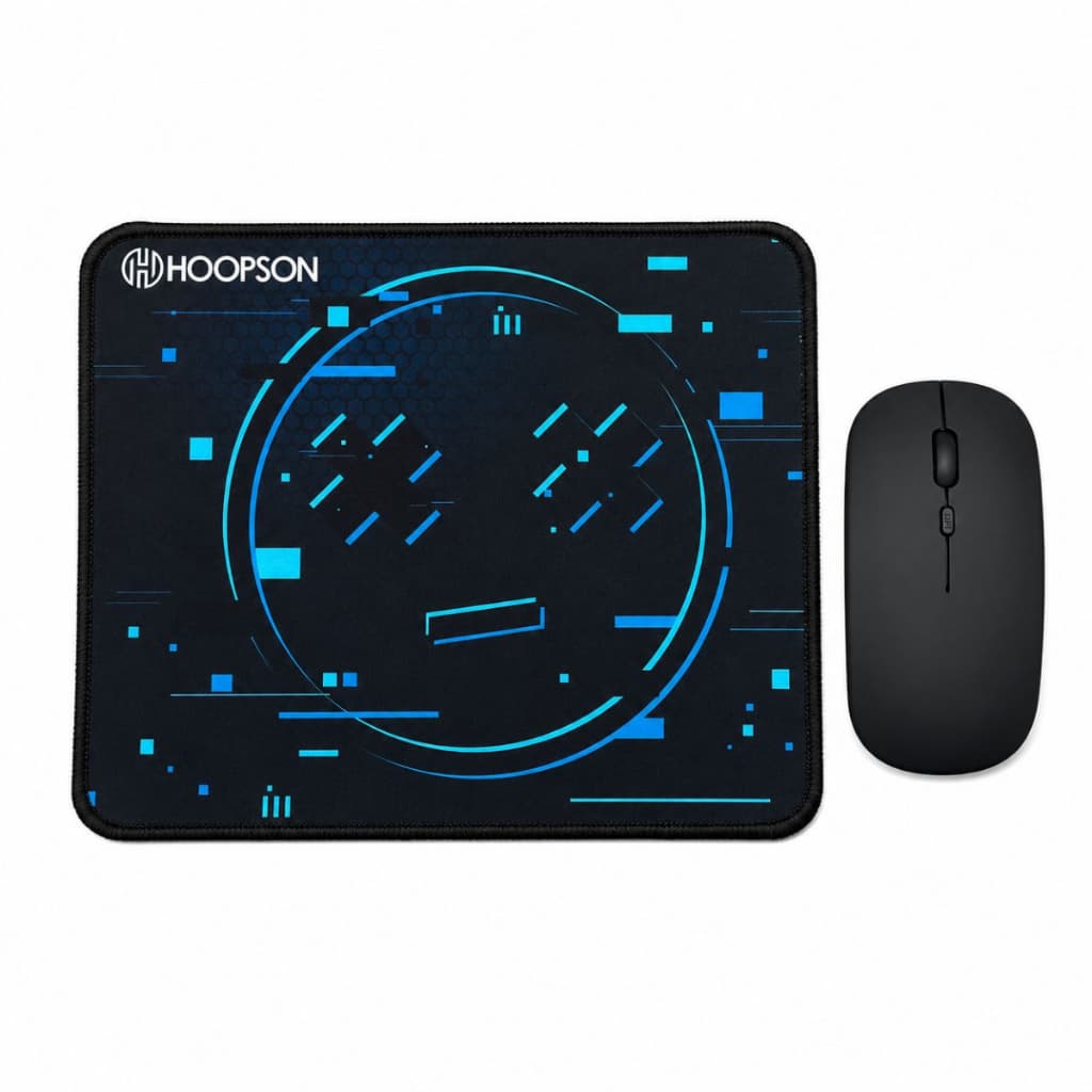 Kit Mouse Pad E Mouse Sem Fio Recarregavel Hoopson Preto