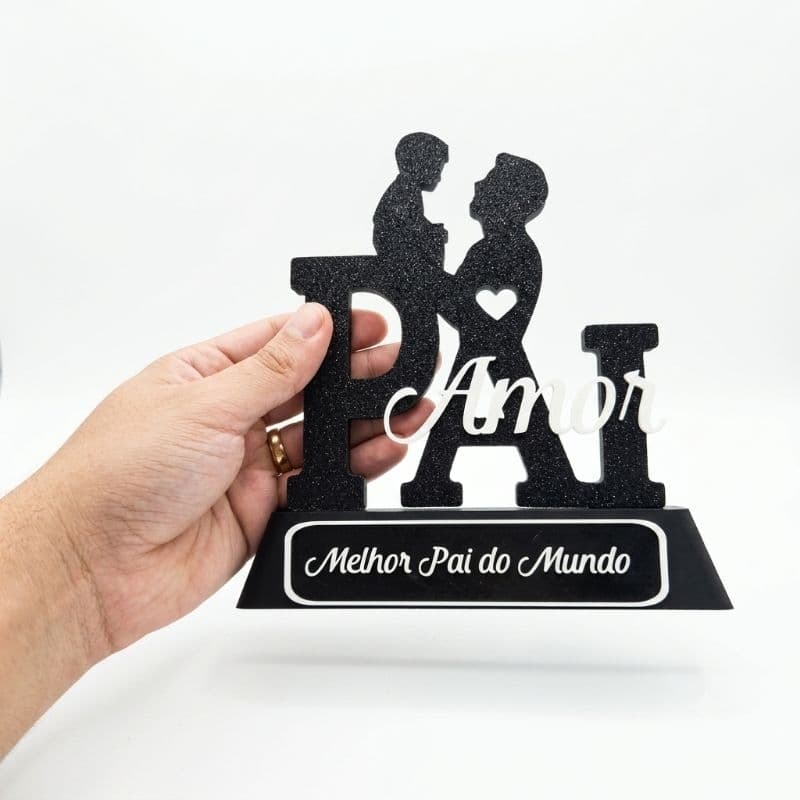 Enfeite Decorativo Dia Dos Pais Presente Melhor Pai Do Mundo Estátua Impressão 3D Mesa Escritório