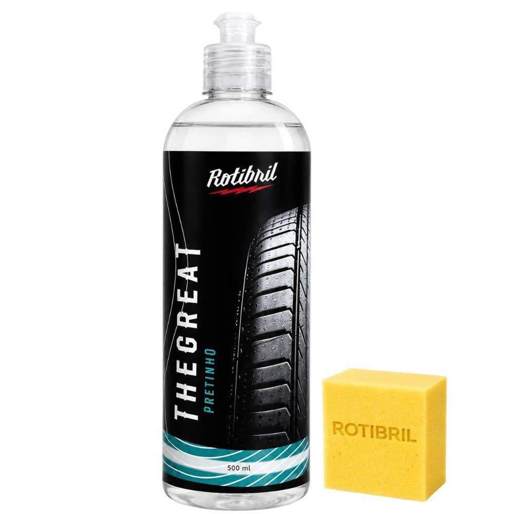 Pretinho Limpa Pneu automotivo 500ml + esponja aplicadora - Prova dagua