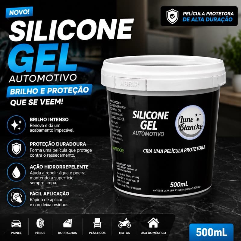 Silicone Gel Automotivo 500ml Brilho Para Painel Plástico Borracha Renovador