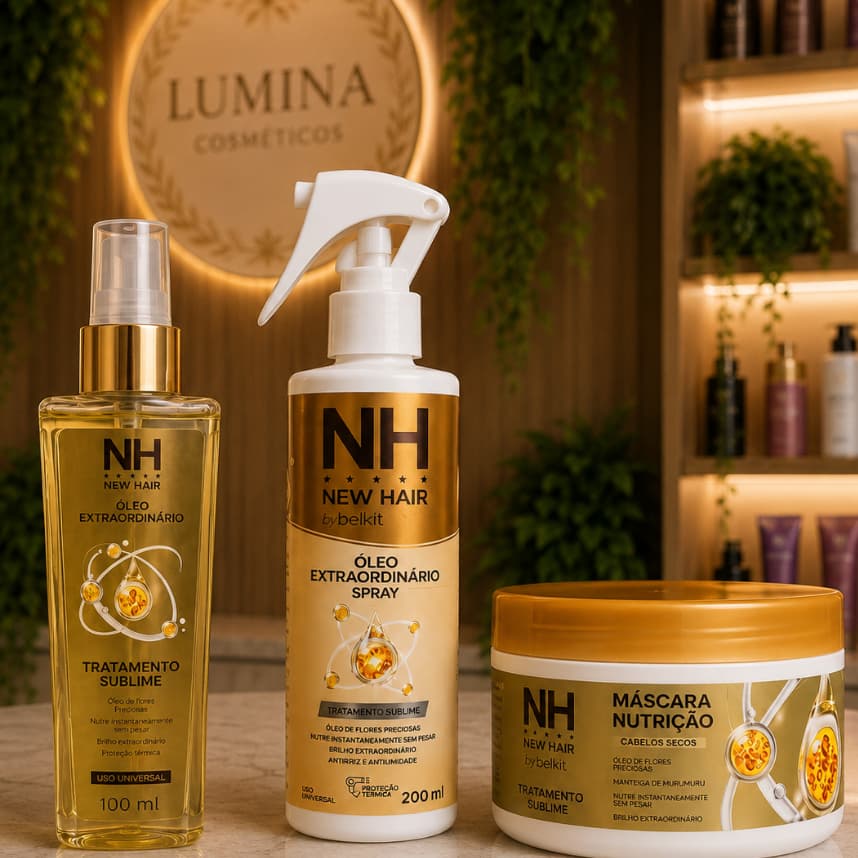 Linha Extraordinário BELKIT NEW HAIR Óleo Capilar Spray Finalizador Mascara Hidrata Proteção Térmica