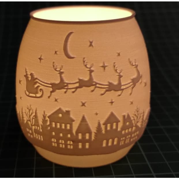 Luminária de Natal Papai Noel em Litofania LED | Porta-Vela Tealight