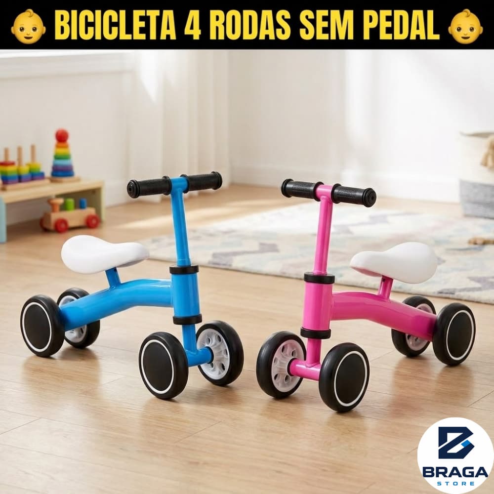Bicicleta De Equilíbrio Sem Pedal Infantil Menino Menina Azul Rosa Andador 4 Rodas Bike de Crianças