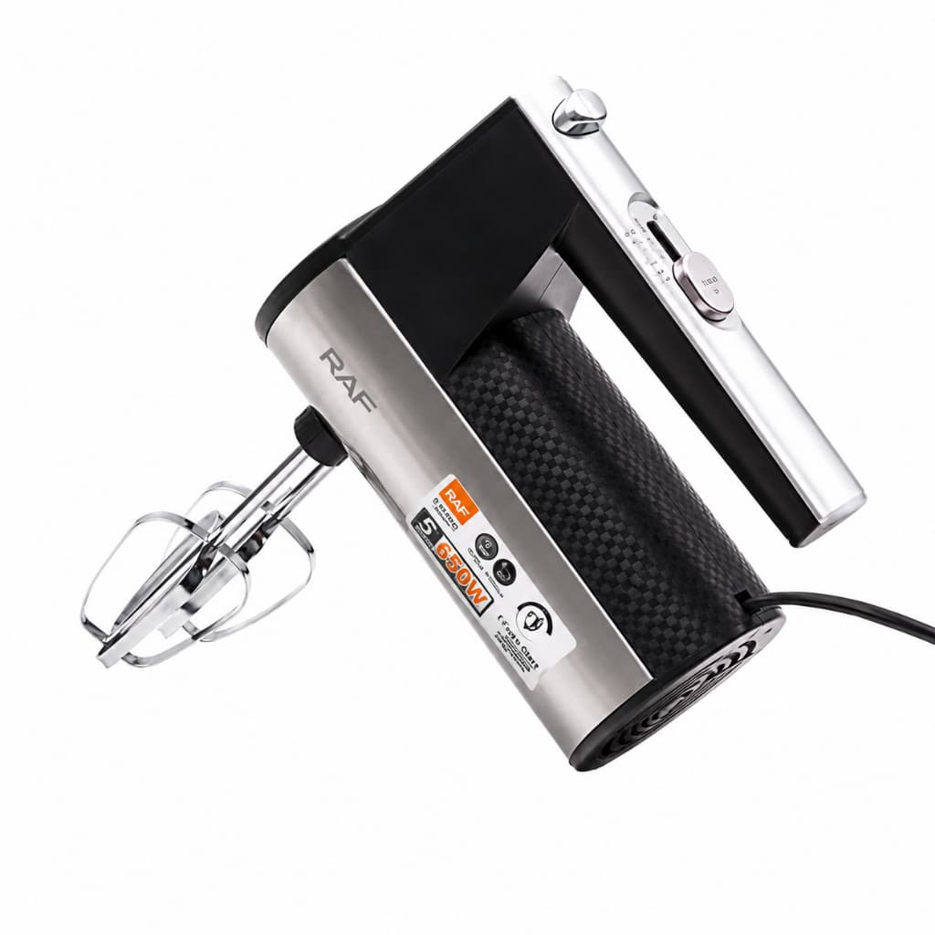Batedeira de Mão Elétrica RAF 650W 5 Velocidades Turbo 220V Inox