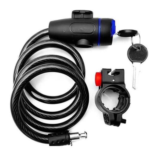 Trava Cabo De Aço Cadeado Segurança Bike Moto Com Chave Espiral Anti-Roubo Com suporte GA-98