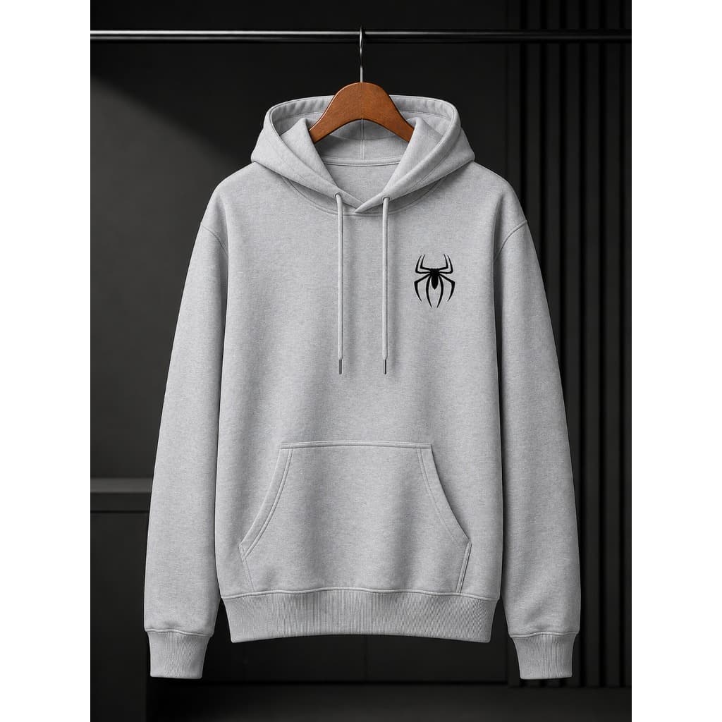 Moletom Infantil Criança Canguru Blusa De Frio Aranha Minimalista Premium Flanelado Quentinho Unissex Com Capuz Bolso