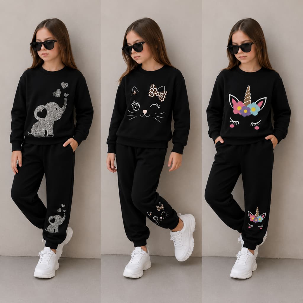 Conjunto moletom infantil agasalho inverno fofo menina menino estiloso flanelado quentinho criança