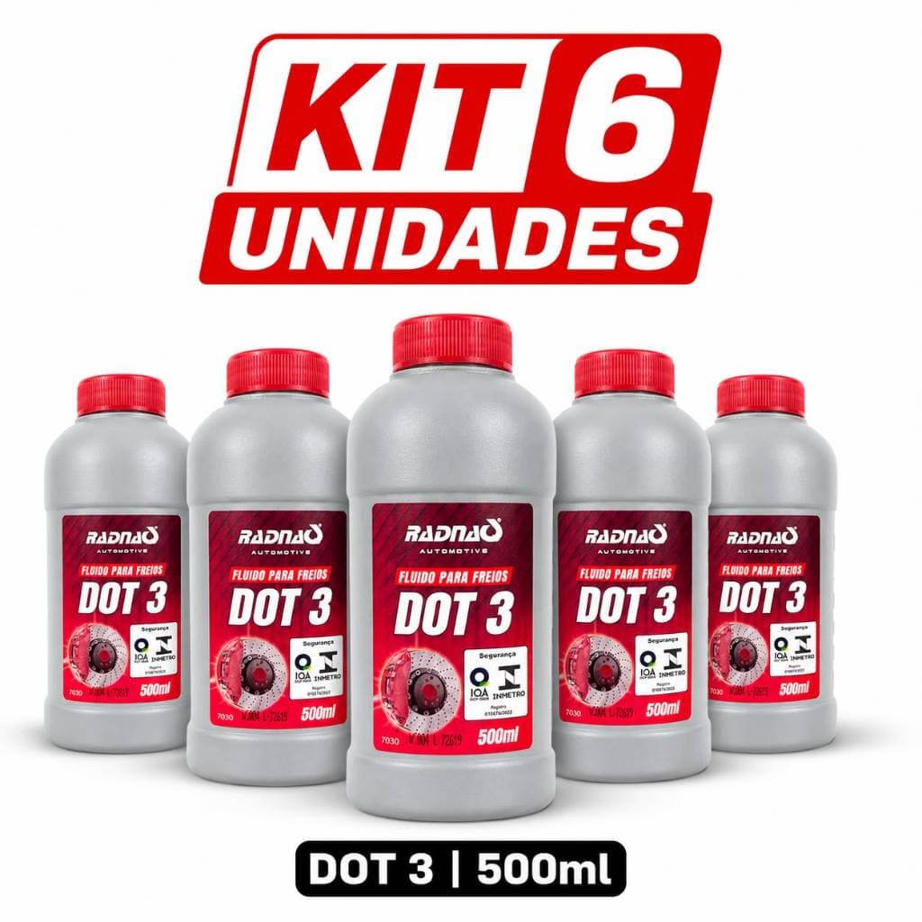 Kit 6 Fluido Para Freios DOT 3 500ml Radnaq Automotivo