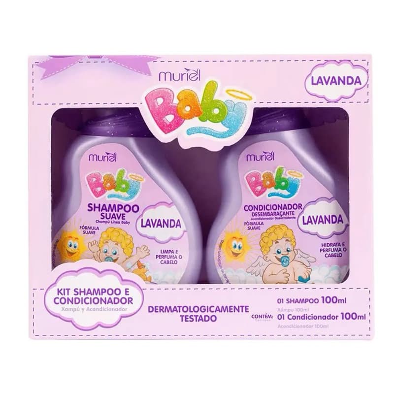 Kit Shampoo e Condicionador Infantil Muriel Baby 100ml com Fórmula Suave e Não Pica nos Olhos