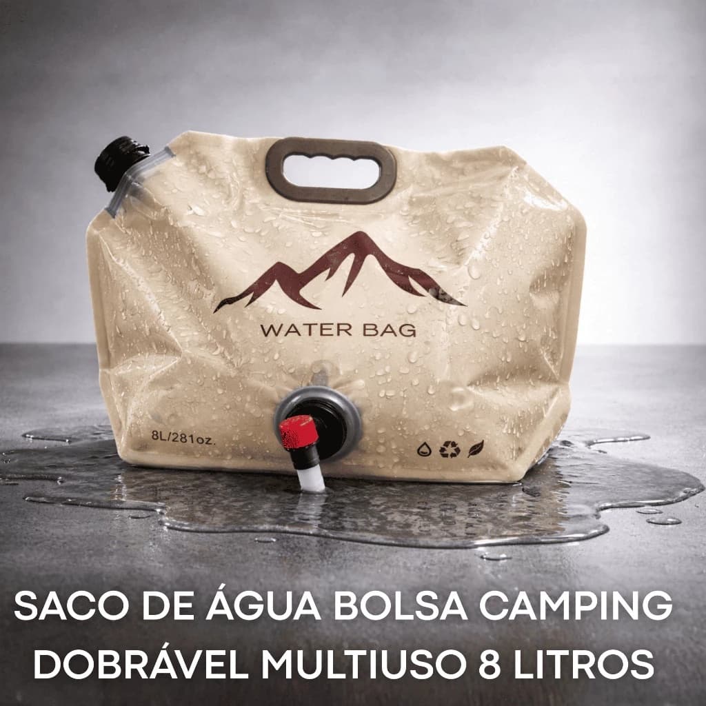 Saco Bolsa De Água Dobrável 8 Litros Com Torneira Camping Acampamento Portátil