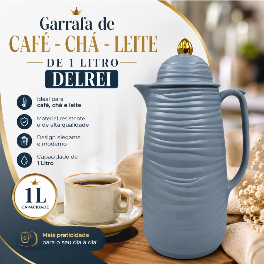 Garrafa de Café - Chá - Leite de 1 Litro Delrei