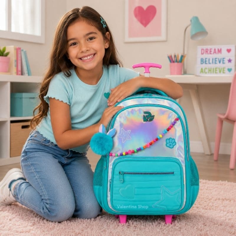 Mochila De Rodinhas Menina Impermeável Alta Cualidade