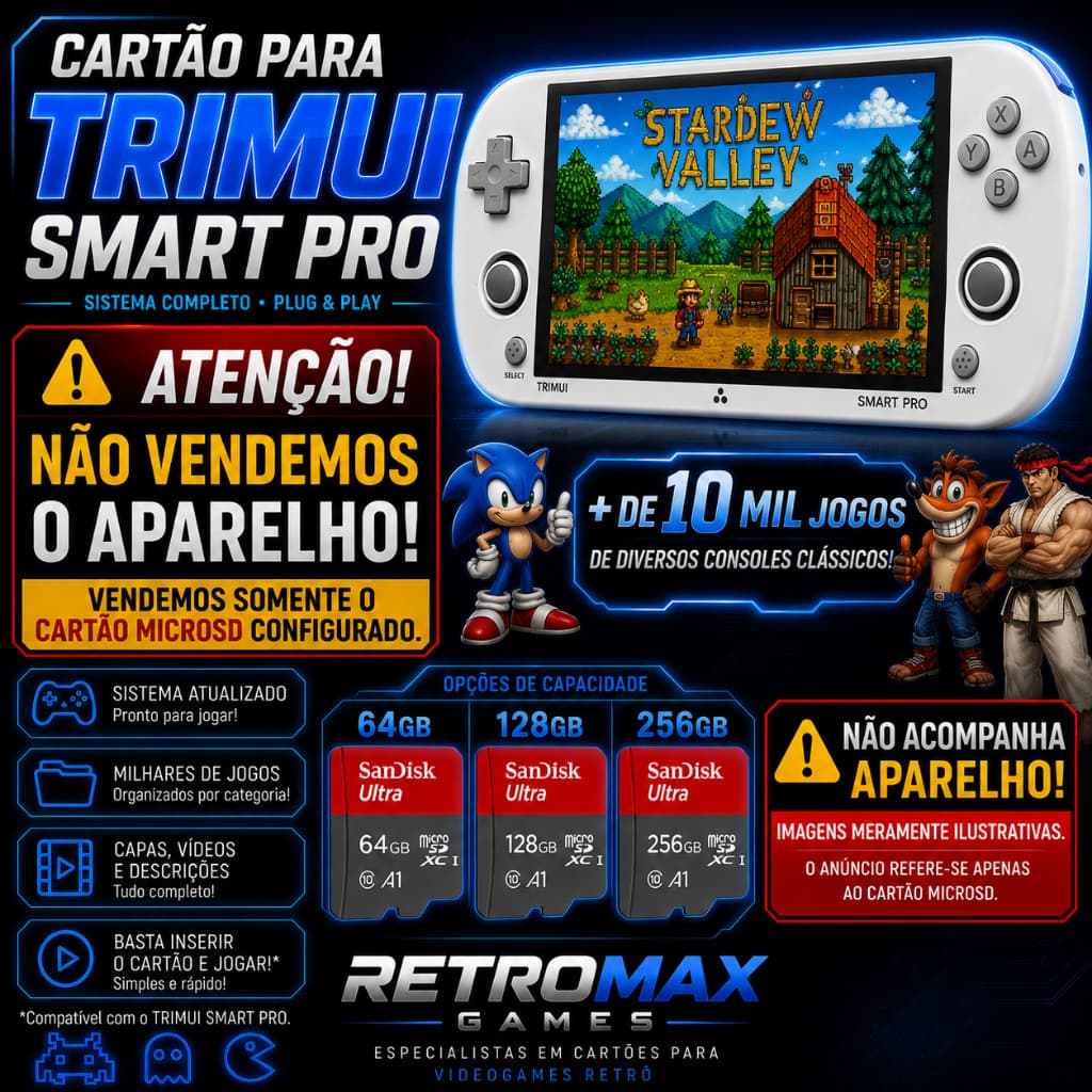 Cartão Com Jogos para TRIMUI SMART PRO (Só Plugar)