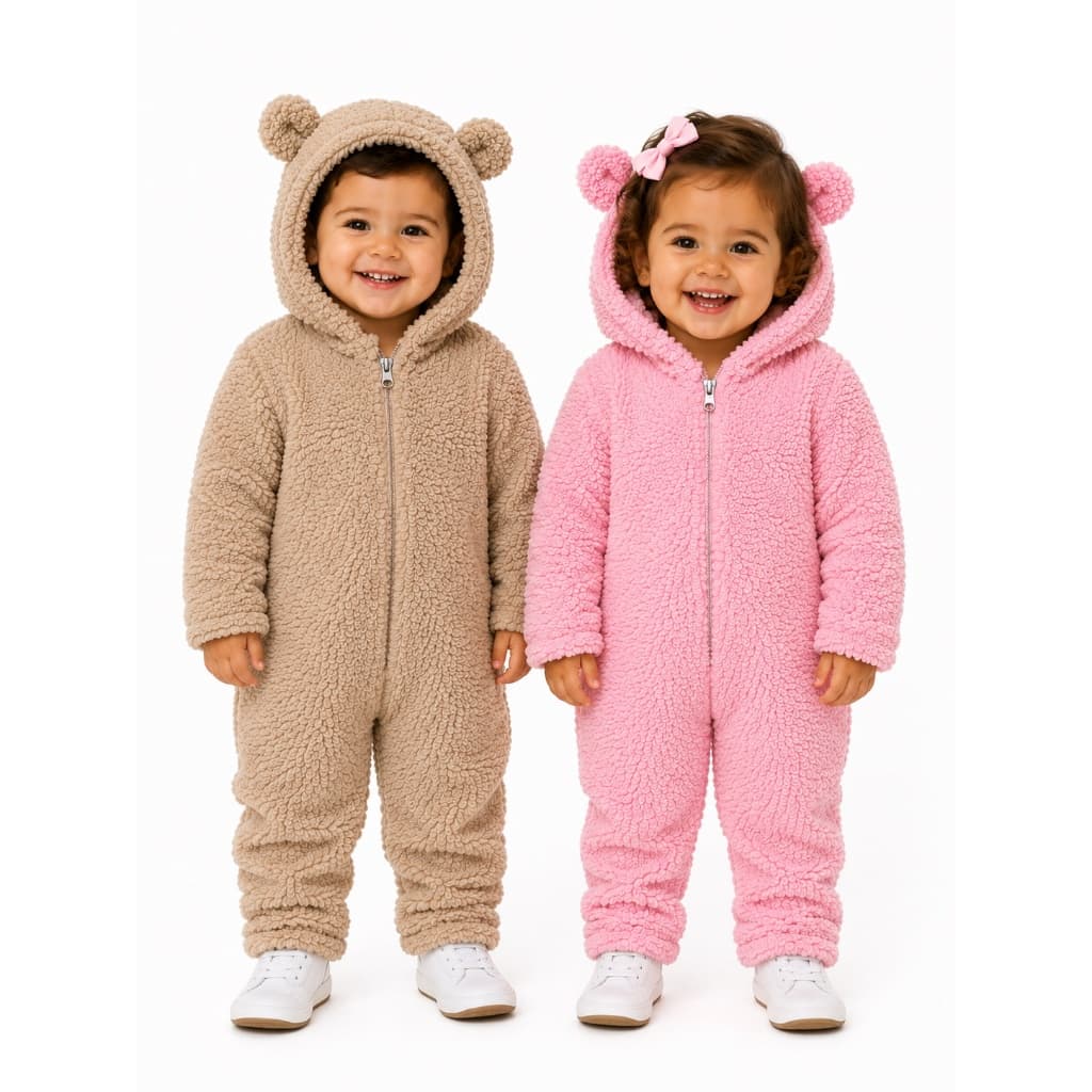 Macacão Pijama Infantil 123 Super Quentinho Menina E Menino Peluciado Zíper 1 a 3 anos