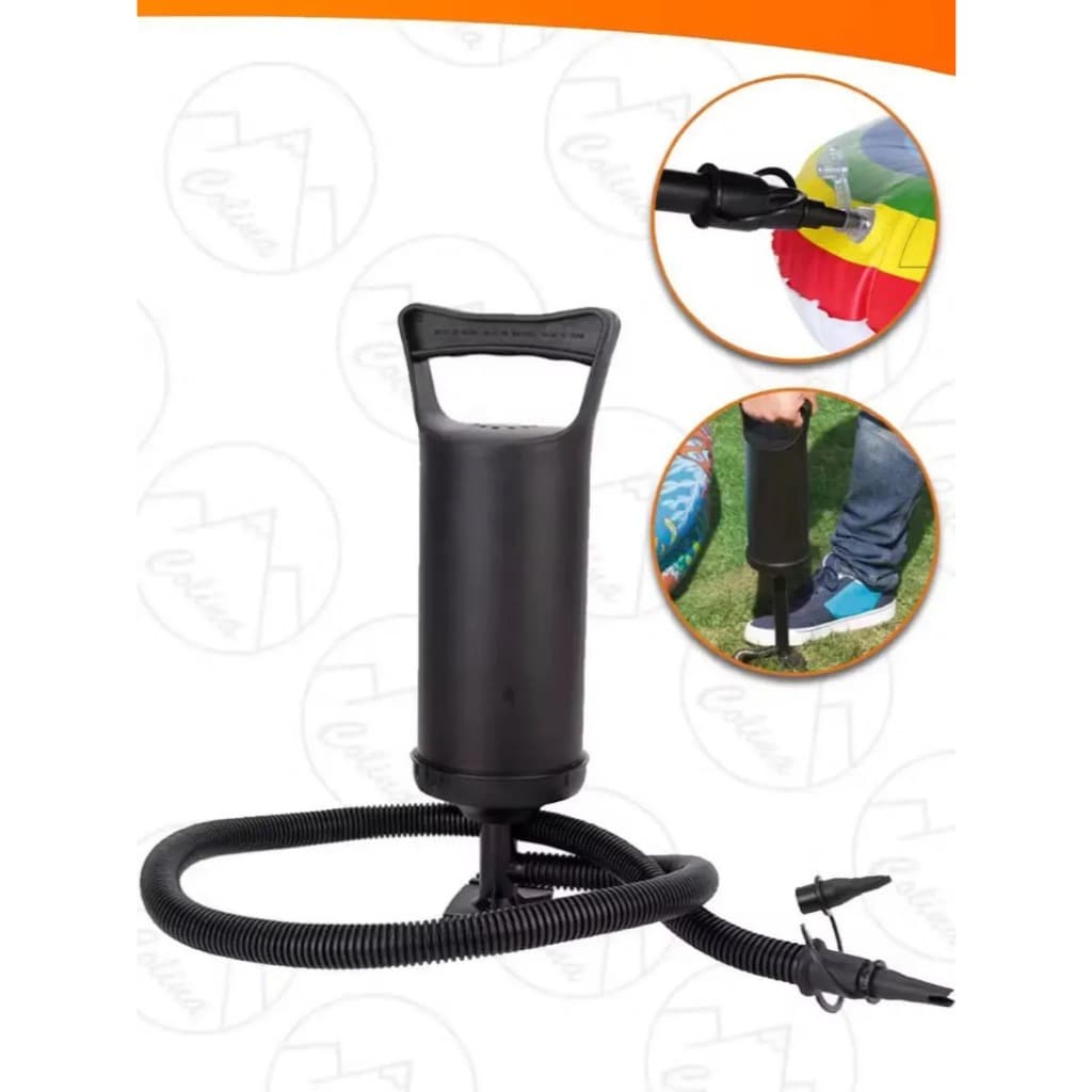 Bomba De Ar Manual Hutz 30cm Com 3 Bicos Preto