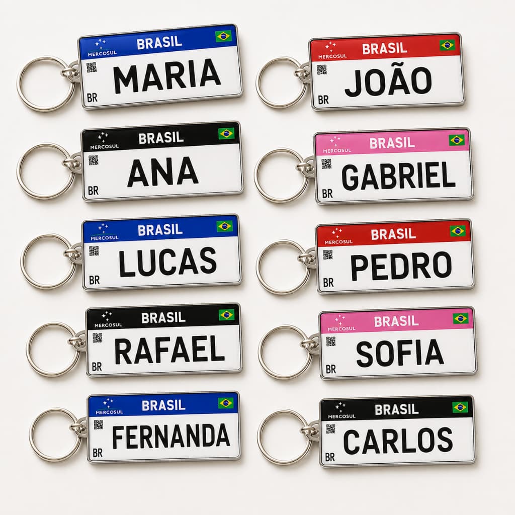 10 chaveiros placa Mercosul personalizado