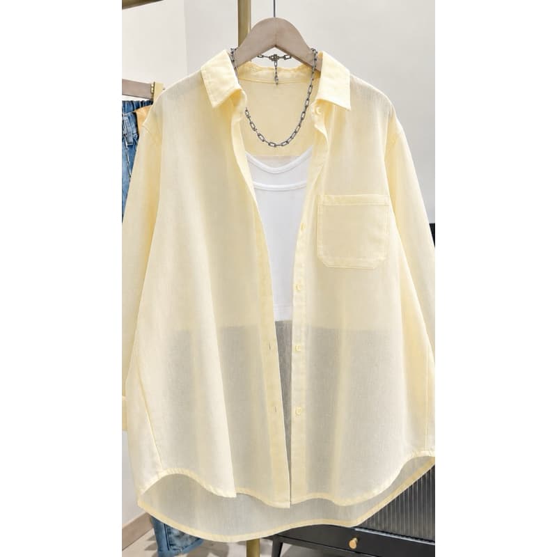 Camisa Feminina Voil Oversized Leve Transparência Moda Verão