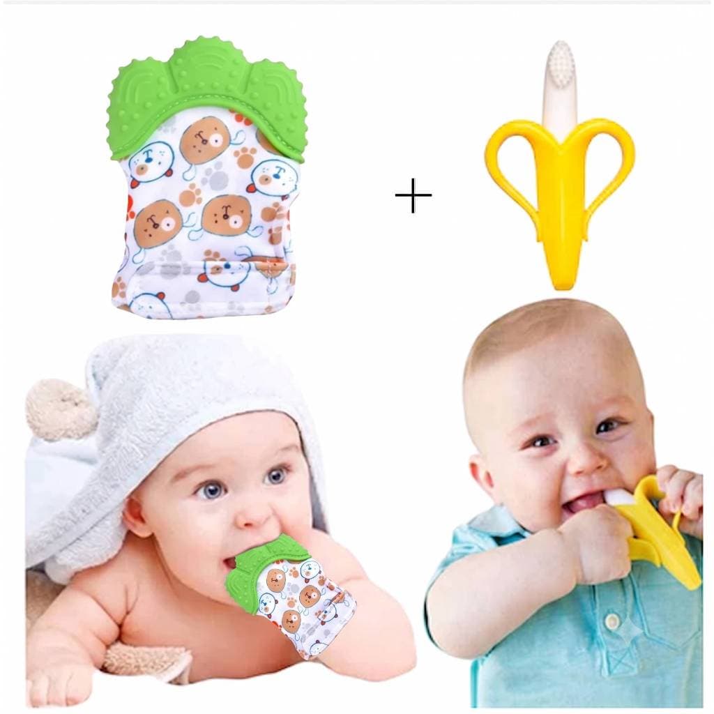 Mordedor Para Bebê Silicone Banana Escova Dentes Mão Mãozinha