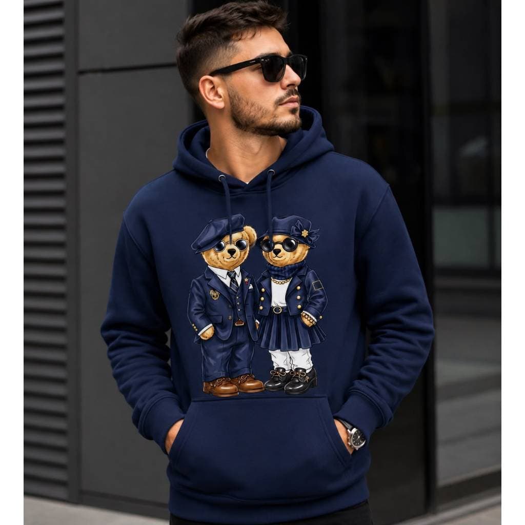 Moletom Urso Polo Wear Casal Com Capuz Masculino Casual Básico Inverno