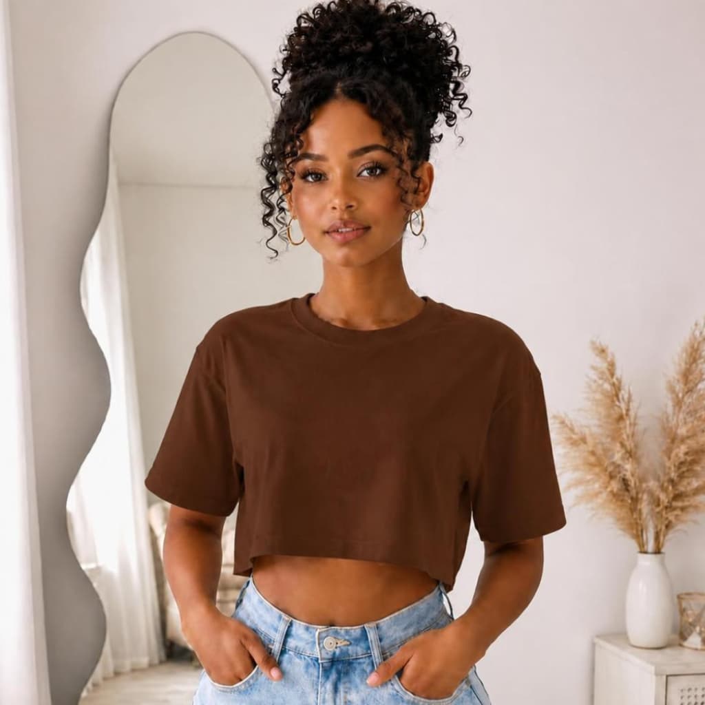 CROPPED FEMININO MARROM ALGODAO TOP FEMININO ALGODAO MACIO CROPPED BLUSINHA FEMININA BLUSINHA BASICA ENVIO RAPIDO CROPPE