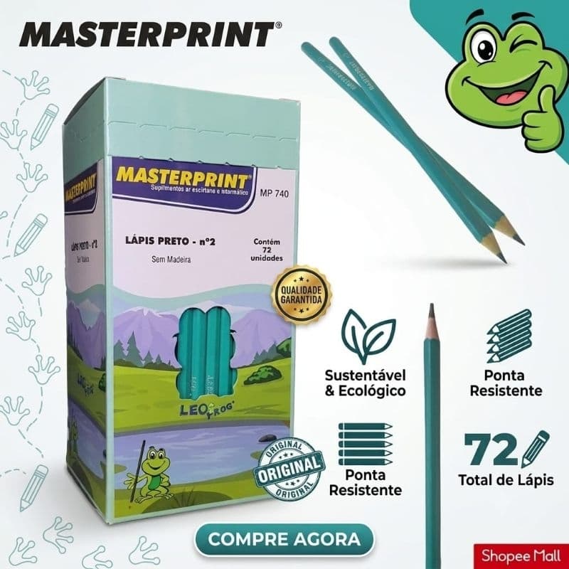 Caixa 72 Lápis De Escrever Nº2 Masterprint Ponta Resistente