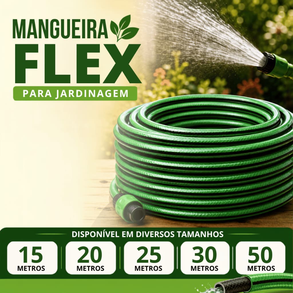 Mangueira Flexível Tramontina Jardim Verde Preta PVC 4 Camadas Resistência 1/2 Poligada