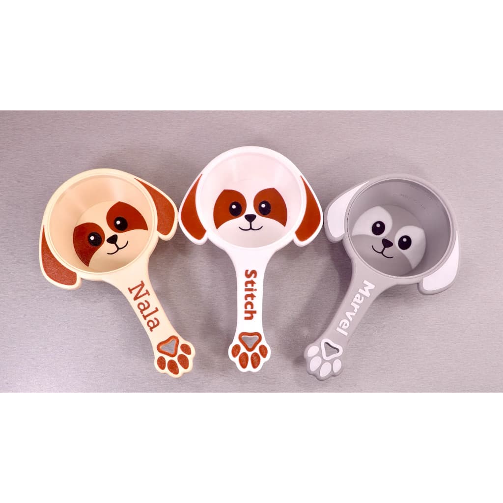 Colher Dosadora de Ração Pet Personalizada com Nome e Presilha para Saco