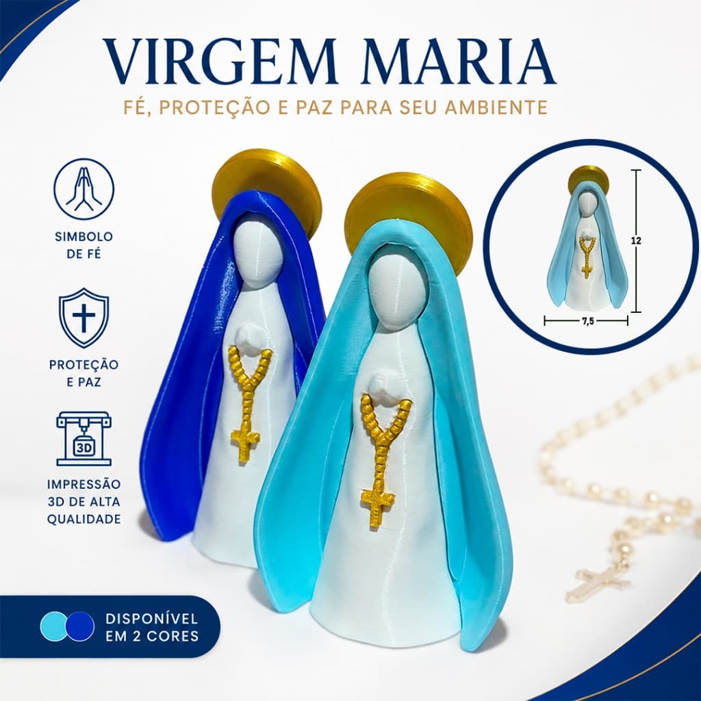 Miniatura Virgem Maria em Plástico Decorativa Religiosa Imagem Sagrada