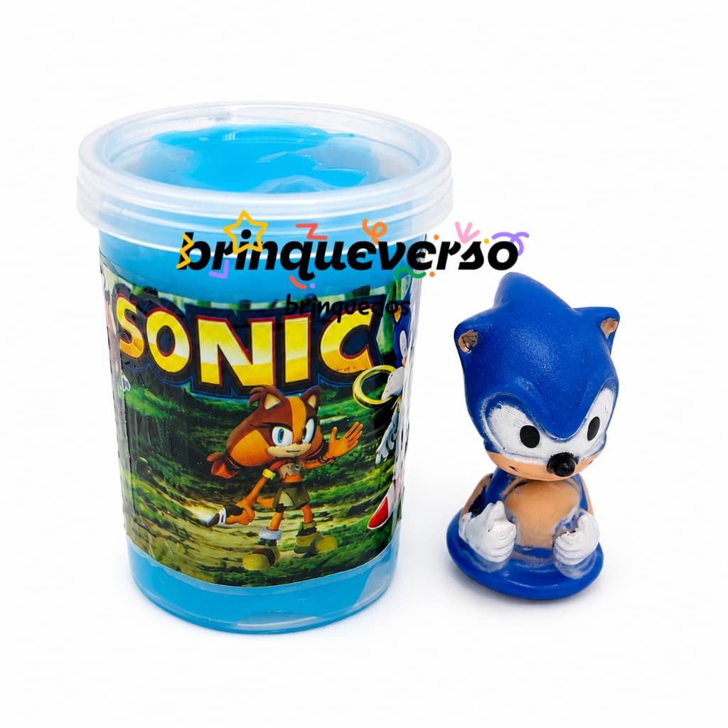 Slime Sonic com Dedoche Brinquedo Infantil Antiestresse Massinha Slime Não Gruda Presente Criança