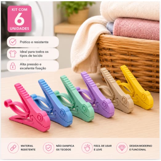 Kit 6 Prendedores DinoGrip™ | Fecha Pacotes Reutilizável Prendedores para Embalagens e Alimentos para Cozinha