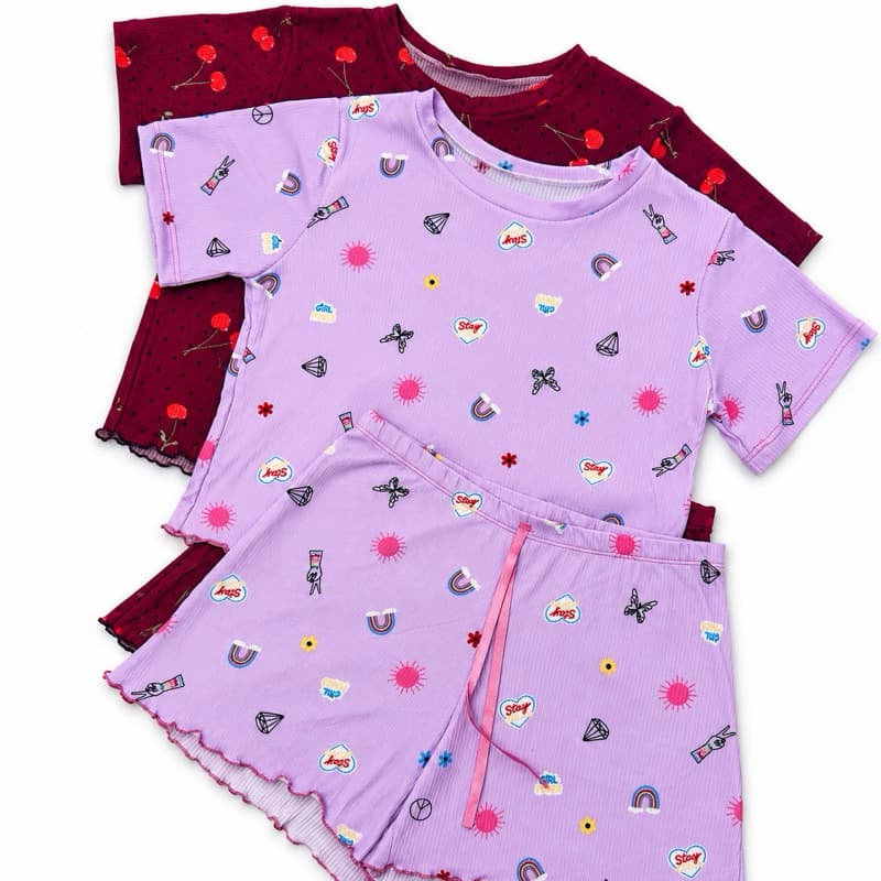 Kit conjunto baby doll short doll sem bojo estampado adulto feminino suede canelado pijama cropped dormir algodão