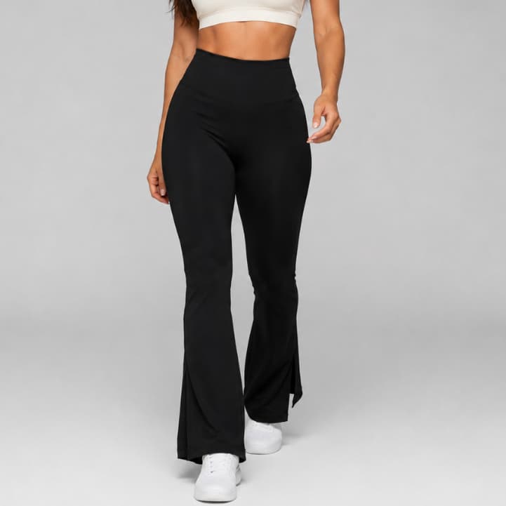 Calça Legging Bailarina com Fenda Fitness Cintura Alta Feminina Zero Transparência Flare Academia Casual