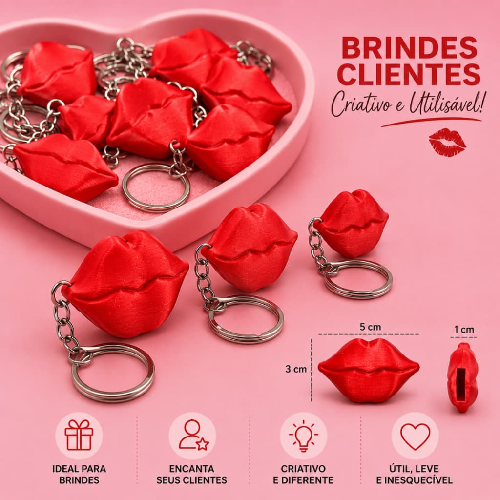 Kit Chaveiros Salva Unhas Abridor De Latinhas Formato Boca ,Beijo lembrancinha ,mimo para cliente Criativa, presente