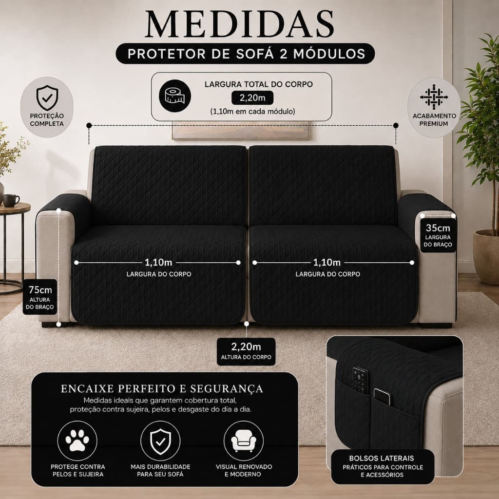 Protetor Capa De Sofá 2,20 x 2,20 Matelado Para Sofá Retrátil