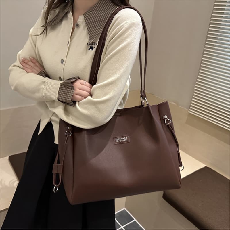 Bolsa Tote Feminina de Grande Capacidade — Estilo Casual, Ombro e Mão, Ideal para Estudantes