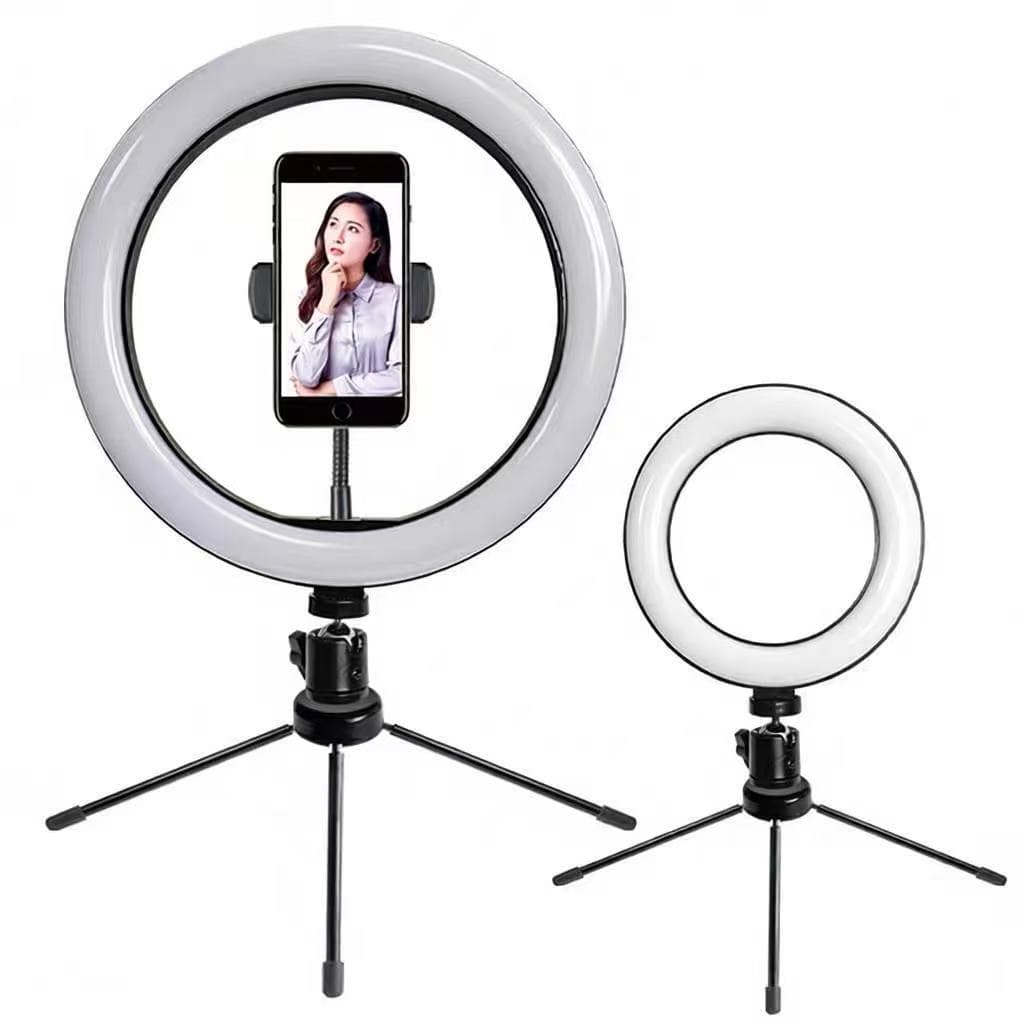 kit 2 Ring Light de Mesa Blogueira Portátil Luminária De Led 8 Polegadas + Tripé De 20 Cm Right fang