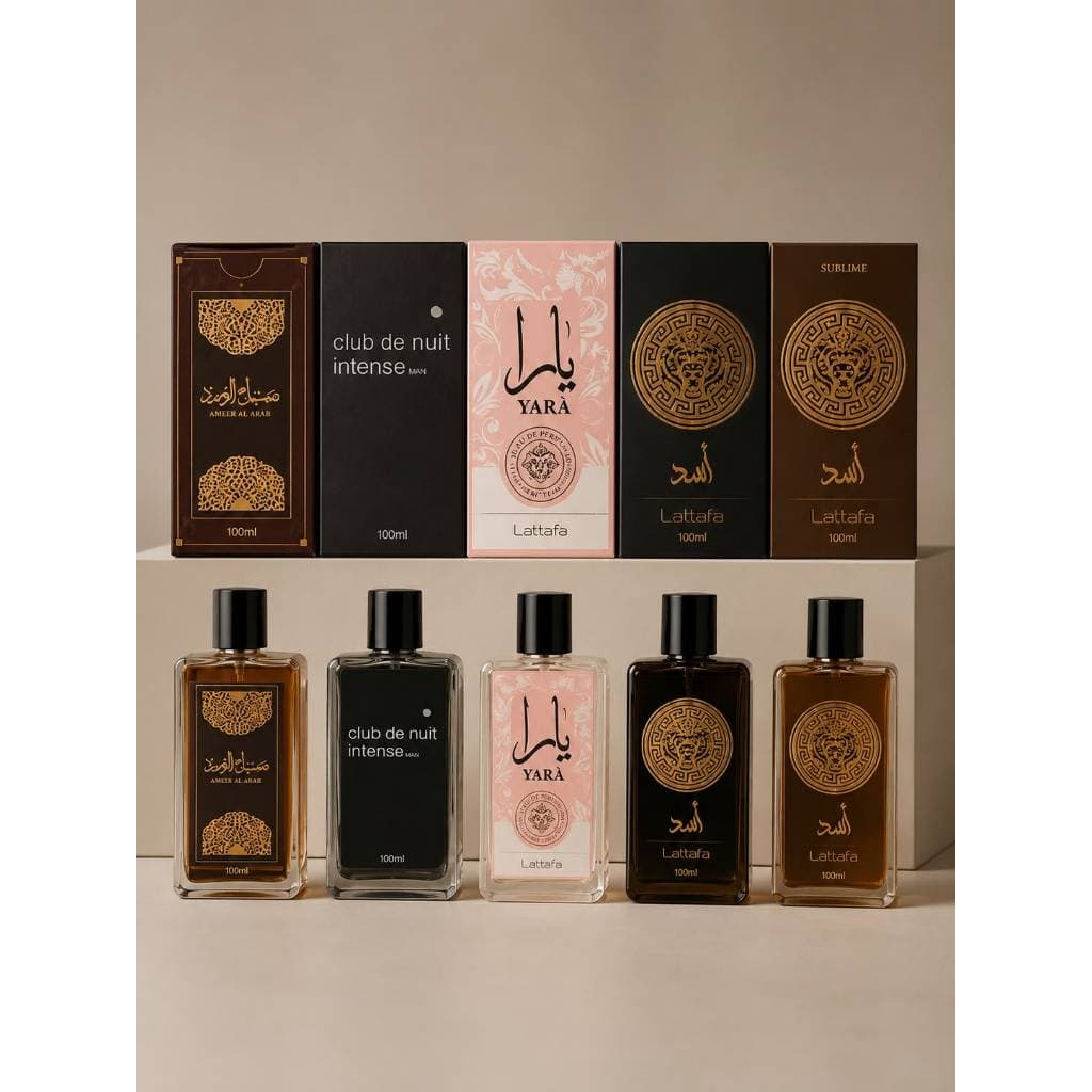 KIT 5 Perfumes Árabes Mais Vendidos do Mundo Alta Fixação 100ml