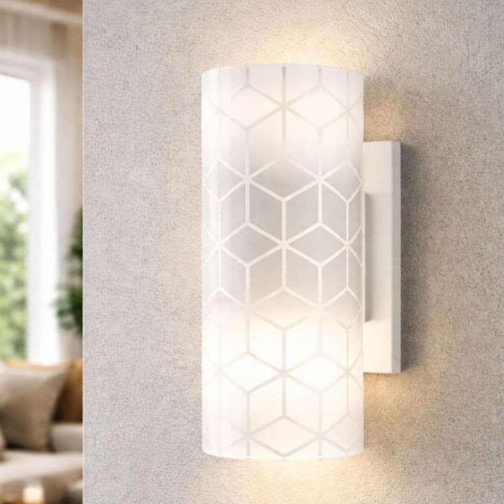 Luminária De Parede Arandela Vidro Fosco Desenhado Minimalista Moderno Ideal quarto cabeceira