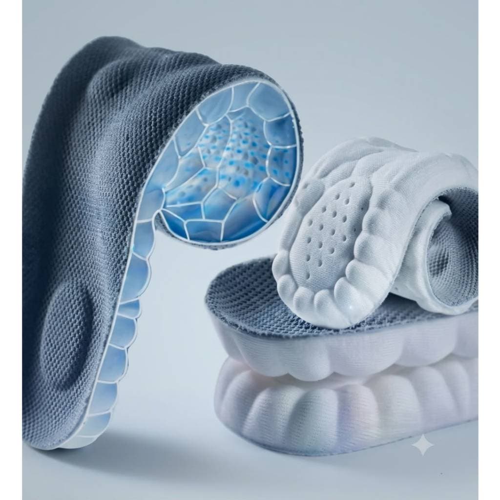 Palmilha Super 4D Confortável Gel Macia Pisada Leve Anatômica Anti Impacto Pronada Respirável Caminhada Corrida Trilhas