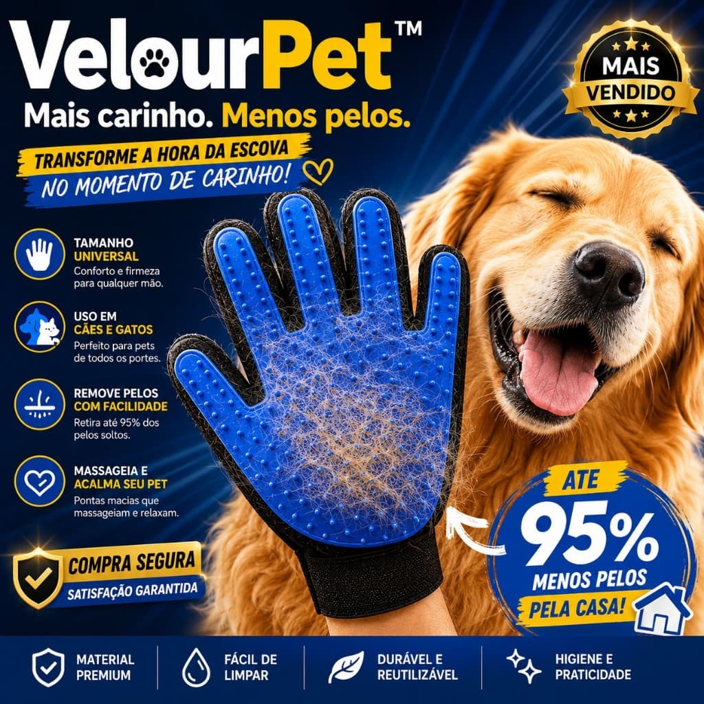 Luva Escova Para Remoção De Pelos De Pets Cães e Gatos – Uso Geral – Quantidade Variável
